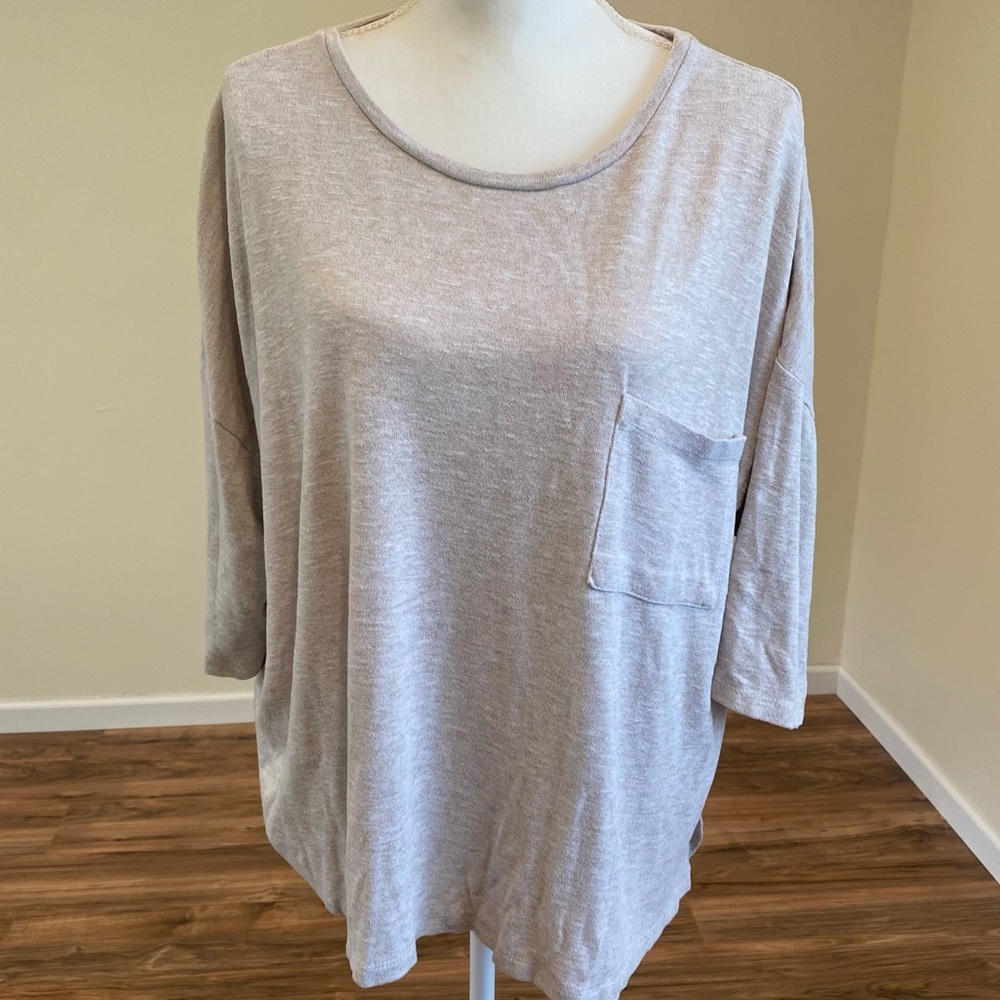 Chelsea & Theodore XXL Tan Flowy Pocket Shirt
